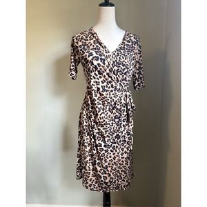 Motherhood Maternity‎ Dress Leopard Print V-Neck Wrap with Half Sleeves Size S P